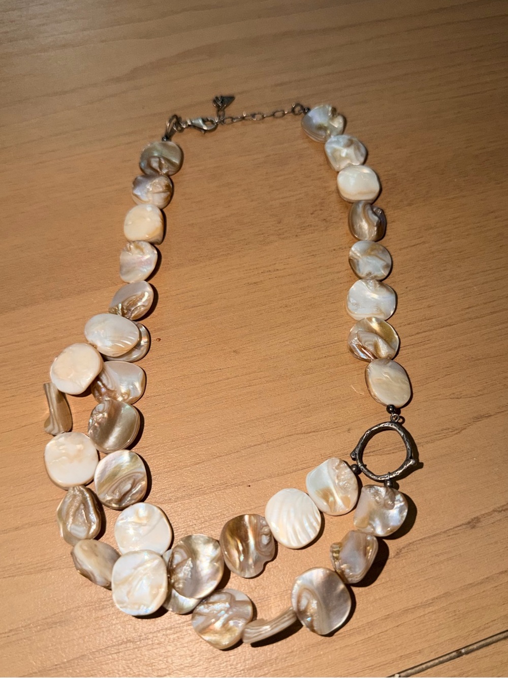 Silpada Mother-of-Pearl Necklace in Cream and Tan